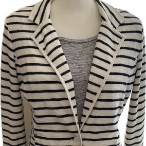 Caslon XS petite blue/white striped cotton blazer